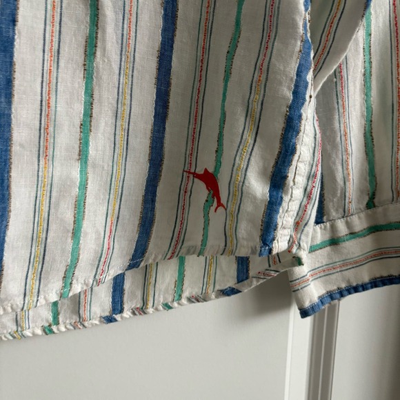 Tommy Bahama Striped Linen Button Down Shirt Sz M Resort - Picture 4 of 7